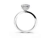 Solitaire Engagement Ring Setting for Princess Cut Center with Thin Rounded Plain Band and Prong Head in Platinum