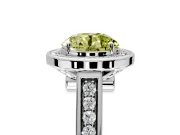 Halo Engagement Ring Setting for Fancy Yellow Round Cut Center with Outer Bezel Rim, Pave Band and Prong Head in Sterling Silver