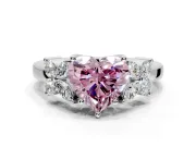 Floral Engagement Ring Setting for Fancy Pink Heart-Shaped Center with Marquise Cluster Shoulders and Prong Head in Platinum