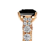 Solitaire Engagement Ring Setting for Fancy Black Radiant Cut Center with Pave Cathedral Shoulders and Prong Head in Rose Gold