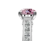 Solitaire Engagement Ring Setting for Fancy Pink Round Cut Center with Channel Band and Double Claw Prong Head in White Gold