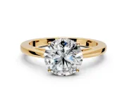 Solitaire Engagement Ring Setting for Round Cut Center with Open Cathedral Shoulders and Prong Head in Yellow Gold