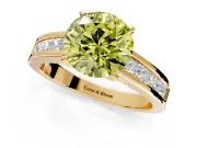 Solitaire Engagement Ring Setting for Fancy Yellow Round Cut Center with Princess Cut Channel Band and Prong Head in Yellow Gold