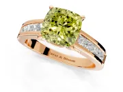 Solitaire Engagement Ring Setting for Fancy Yellow Cushion Cut Center with Princess Cut Channel Band and Prong Head in Rose Gold