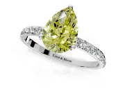 Solitaire Engagement Ring Setting for Fancy Yellow Pear-Shaped Center with Fine Pave Accents and Prong Head in Platinum