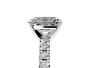 Solitaire Engagement Ring Setting for Emerald Cut Center with Large Accents and Prong Head in Platinum