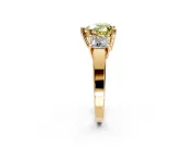 3 Stone Engagement Ring Setting for Fancy Yellow Heart-Shaped Center with Matching Side Accents and Prong Head in Yellow Gold