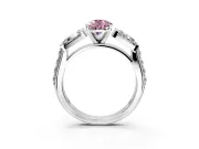Channel-Set Engagement Ring Setting for Fancy Pink Pear-Shaped Center with Baguette Band and Prong Head in Platinum