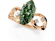 Solitaire Engagement Ring Setting for Fancy Green Marquise Center with Criss-Cross Accent Band and Prong Head in Rose Gold
