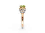Leaf Cluster Engagement Ring Setting for Fancy Yellow Cushion Cut Center with Marquise Accents and Prong Head in Rose Gold