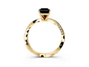 Side Accent Engagement Ring Setting for Fancy Black Radiant Cut Center with Accent Shoulders and Prong Head in Yellow Gold