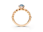 Solitaire Engagement Ring Setting for Fancy Blue Marquise Center with Beaded Bezel Station Band and Prong Head in Rose Gold