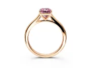 Solitaire Engagement Ring Setting for Fancy Pink Radiant Cut Center with Narrow Cathedral Band and Prong Head in Rose Gold