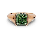 Tension Engagement Ring Setting for Fancy Green Princess Cut Center with Wide Tapered Band and Tension Head in Rose Gold
