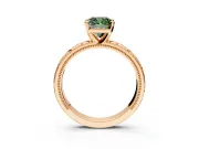 Solitaire Engagement Ring Setting for Fancy Green Cushion Cut Center with Scrollwork Band and Prong Head in Rose Gold
