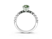 Solitaire Engagement Ring Setting for Fancy Green Pear-Shaped Center with Bezel-Dot Beaded Band and Prong Head in Platinum