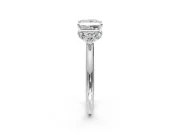 Hidden Halo Engagement Ring Setting for Princess Cut Center with Plain Rounded Band and Prong Head in Sterling Silver