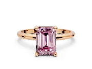 Minimalist Solitaire Engagement Ring Setting for Fancy Pink Emerald Cut Center with Thin Band and Prong Head in Rose Gold