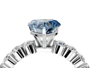 Shared-Prong Engagement Ring Setting for Fancy Blue Heart-Shaped Center with Graduated Accents and Prong Head in White Gold