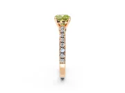 Solitaire Engagement Ring Setting for Fancy Yellow Cushion Cut Center with Single Row Accent Band and Prong Head in Rose Gold