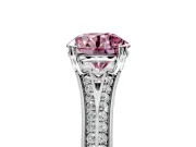 Solitaire Engagement Ring Setting for Fancy Pink Round Cut Center with Pave Rail Split Shank and Prong Head in Sterling Silver