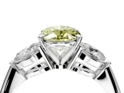3 Stone Engagement Ring Setting for Fancy Yellow Oval Center with Large Pear-Shaped Accents and Prong Head in Platinum
