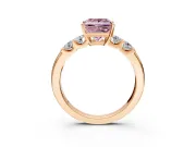 5 Stone Engagement Ring Setting for Fancy Pink Princess Cut Center with Plain Band and Prong Head in Rose Gold