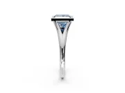 Solitaire Engagement Ring Setting for Fancy Blue Princess Cut Center with V Split Shank and Bezel Head in Platinum