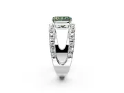 Solitaire Engagement Ring Setting for Fancy Green Radiant Cut Center with Wide-Open Split Shank and Prong Head in Sterling Silver
