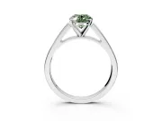 Solitaire Engagement Ring Setting for Fancy Green Oval Center with Tapered Split Shoulders and Prong Head in Sterling Silver
