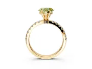 Open Basket Engagement Ring Setting for Fancy Yellow Heart-Shaped Center with Pave Band and Prong Head in Yellow Gold