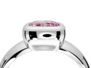 Solitaire Engagement Ring Setting for Fancy Pink Cushion Cut Center with Wide Band and Bezel Head in Platinum