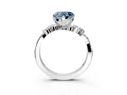 Solitaire Engagement Ring Setting for Fancy Blue Heart-Shaped Center with Marquise Accent Twist Band and Prong Head in White Gold