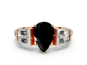 Channel-Set Engagement Ring Setting for Fancy Black Pear-Shaped Center with Baguette Band and Prong Head in Rose Gold