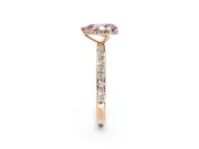 Hidden Halo Engagement Ring Setting for Fancy Pink Pear-Shaped Center with Pave Band and Prong Head in Rose Gold
