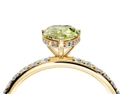Hidden Halo Engagement Ring Setting for Fancy Yellow Pear-Shaped Center with Pave Band and Prong Head in Yellow Gold