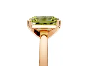 Solitaire Engagement Ring Setting for Fancy Yellow Emerald Cut Center with Basket Rail and Prong Head in Rose Gold