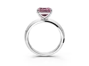 Solitaire Engagement Ring Setting for Fancy Pink Asscher Cut Center with Wide Knife Ridge Band and Prong Head in White Gold