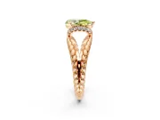 Halo Engagement Ring Setting for Fancy Yellow Pear-Shaped Center with Rope Twist Split Shank and Prong Head in Rose Gold
