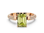 Solitaire Engagement Ring Setting for Fancy Yellow Emerald Cut Center with Multi-Row Accents and Prong Head in Rose Gold
