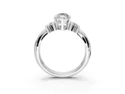 Solitaire Engagement Ring Setting for Marquise Center with Grooved Bar Accent Band and Prong Head in Sterling Silver