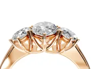 3 Stone Engagement Ring Setting for Marquise Center with Raised Basket Heads and Prong Head in Rose Gold