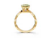 Solitaire Engagement Ring Setting for Fancy Yellow Princess Cut Center with Accented Twist Band and Leaf Prong Head in Yellow Gold