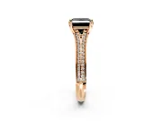 Solitaire Engagement Ring Setting for Fancy Black Princess Cut Center with Pave Rail Split Shank and Prong Head in Rose Gold