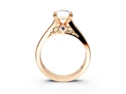 Solitaire Engagement Ring Setting for Radiant Cut Center with Channel Band and Double Claw Prong Head in Rose Gold