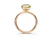 Low-Set Solitaire Engagement Ring Setting for Fancy Yellow Asscher Cut Center with Thin Plain Band and Prong Head in Rose Gold