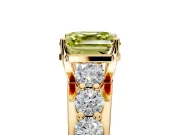 Solitaire Engagement Ring Setting for Fancy Yellow Asscher Cut Center with Graduated Shared Prongs and Prong Head in Yellow Gold