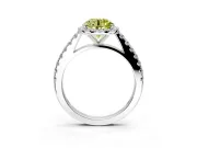 Halo Engagement Ring Setting for Fancy Yellow Round Cut Center with Full Pave Band and Prong Head in Platinum