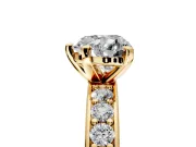 Solitaire Engagement Ring Setting for Heart-Shaped Center with Channel-Set Accents and Prong Head in Yellow Gold