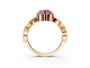 Milgrain Bezel Engagement Ring Setting for Fancy Pink Round Cut Center with Marquise Stations and Bezel Head in Rose Gold
